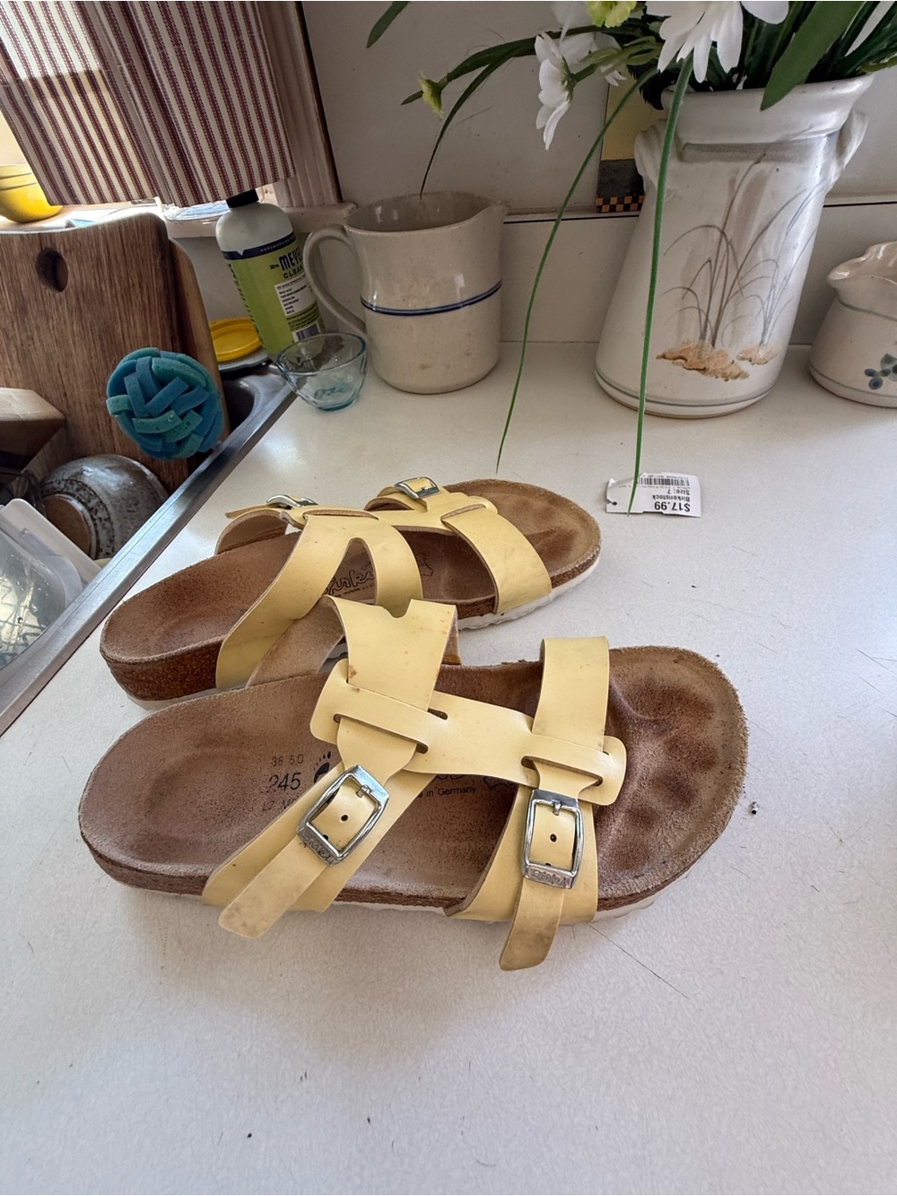 Birkenstock BIRKIs 
 Yellow Buckle Slide Sandals - Picture 5 of 5